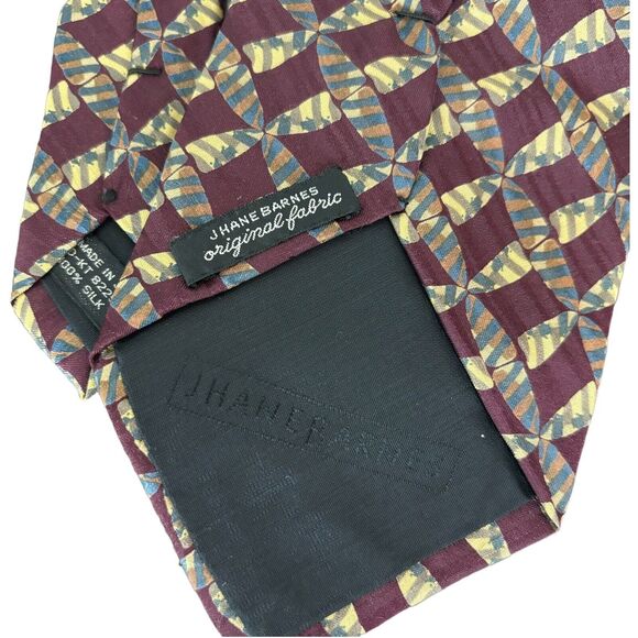 Jhane Barnes Original Fabric 100% Silk Japan Burgundy Brown Tie - Picture 3 of 4